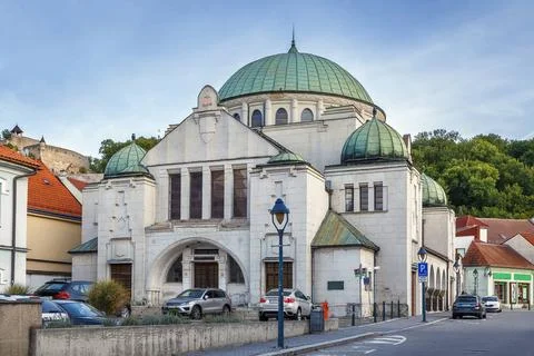 Trencin Synagogue, Slovakia Front side of the building of Trencin Synagogu... Fotos de archivo