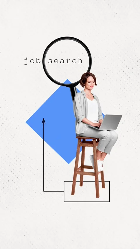 Trend 3d motion collage video of happy employee girl sit chair type laptop Stock-Footage 302991501