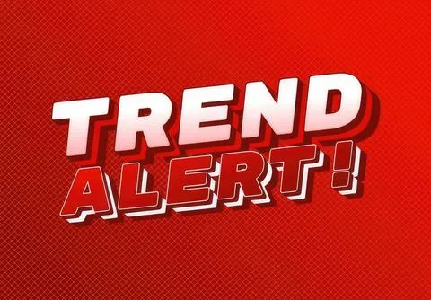 Trend alert sign with bold red and white text on red background Stock Illustration
