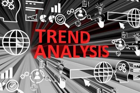 TREND ANALYSIS concept blurred background 3d render illustration Stock Illustration
