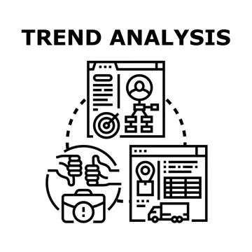 Trend analysis concept finding business market data Stock Illustration