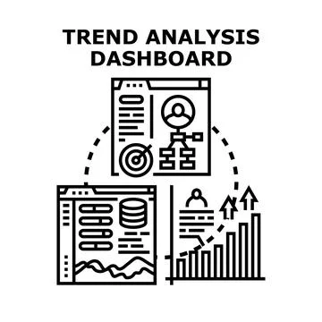 Trend analysis dashboard display for data visualization Stockillustratie