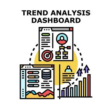 Trend analysis dashboard display for data visualization Stock Illustration