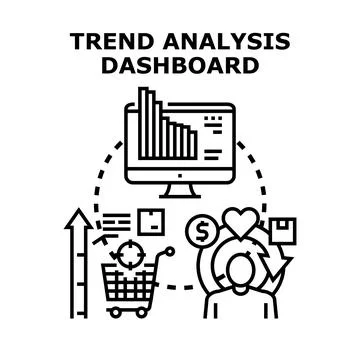 Trend analysis dashboard presenting business data insights Stock Illustration
