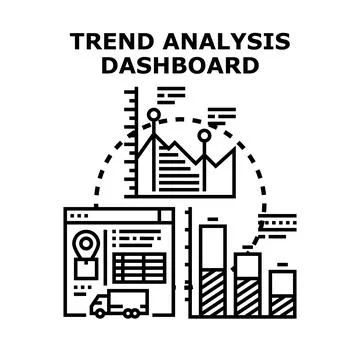 Trend analysis dashboard presenting business data analytics Stock Illustration