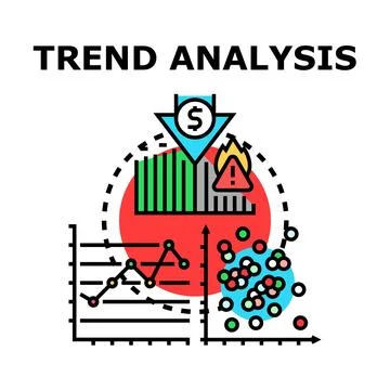 Trend analysis evaluating financial data performance marketing Stock Illustration