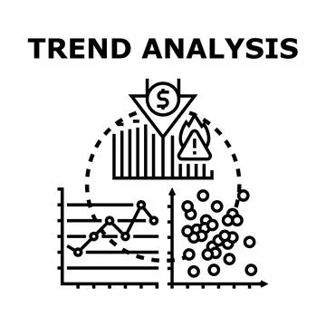 Trend analysis evaluating financial data performance marketing 库存插图