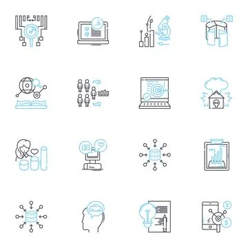 Trend analysis linear icons set. Forecasting, Prediction, Insights, Patterns Stock Illustration