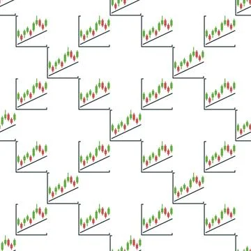 Trend and Candlestick Chart vector Crypto Investment seamless pattern Stock Illustration