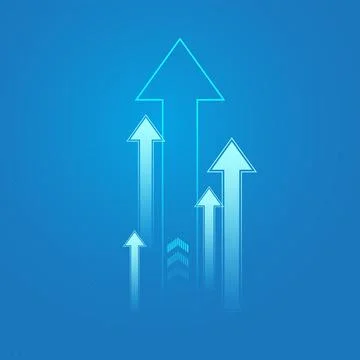 The up trend arrows in blue with gradient blue tones and digital-style desi.. Stock Illustration