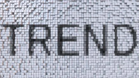 TREND caption on pixels background, 3D rendering イラスト素材