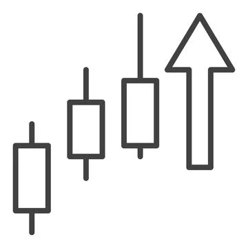 Up Trend with Cryptocurrency Candlestick vector thin line icon or symbol Stock Illustration