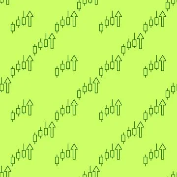 Up Trend with Cryptocurrency Candlestick vector thin line seamless pattern Illustrazione stock
