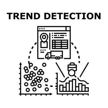 Trend detection analyzing data for market insights Stock Illustration