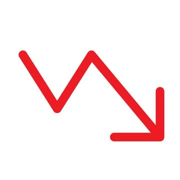 Trend down arrow icon line isolated on white background. Black flat thin ic.. Stock Illustration