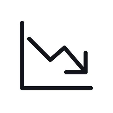 Trend Down Decline Color Line Icon Editable Stroke Vector Symbol Stock Illustration