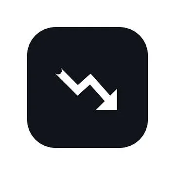 Trend Down Loss Icon Black Rounded Square Button Business Finance Symbol Vector Stock Illustration