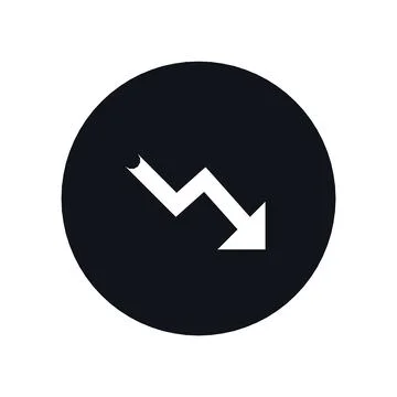 Trend Down Loss Icon Black Circle Button Business Finance Symbol Vector Stock Illustration