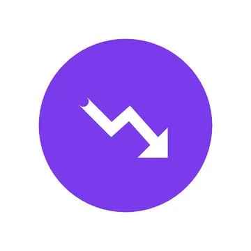 Trend Down Loss Icon Color Circle Button Business Finance Symbol Vector Stock Illustration