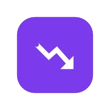 Trend Down Loss Icon Color Rounded Square Button Business Finance Symbol Vector Stock Illustration