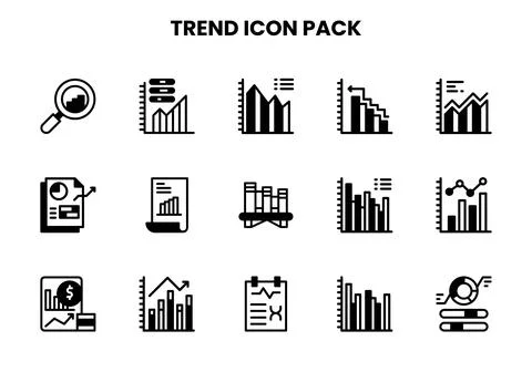 Trend DuoTone Set Icons Pack Stock Illustration