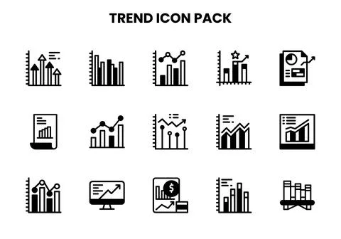 Trend DuoTone Set Icons Pack Stock Illustration