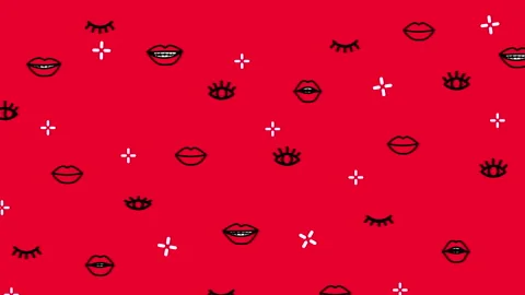 Trend flat cartoon background. Lips and eyes shape animation. Looped. Stock Footage 168522467
