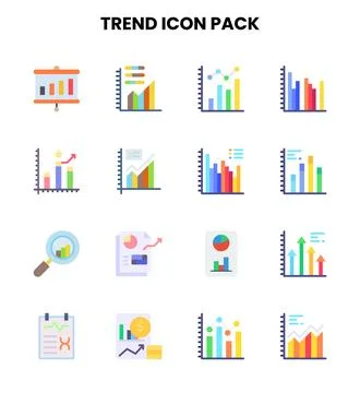 Trend Flat Collection Icons Pack Stock Illustration