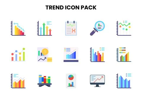 Trend Flat Collection Icons Pack Stock Illustration