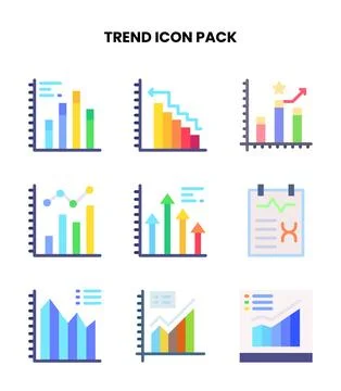 Trend Flat Icons Pack Stock Illustration