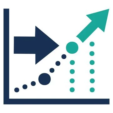 Trend forecasting graph with arrow and dots Stock Illustration