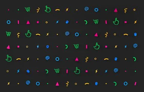 Trend geometry pattern on web icon, dark background. 3d illustration Stock Illustration