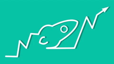 The trend graph goes up fast like a rocket. The trend is an uptrend vector Stock Illustration