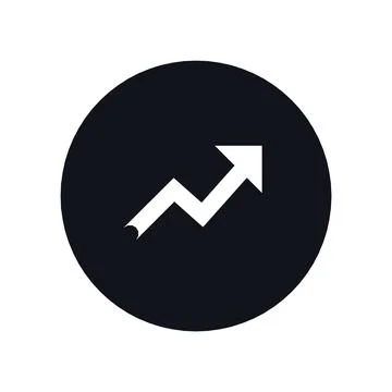 Trend Up Growth Icon Black Circle Button Business Finance Symbol Vector Stock Illustration
