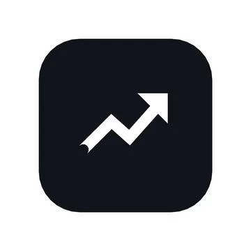 Trend Up Growth Icon Black Rounded Square Button Business Finance Symbol Vector Stock Illustration