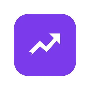 Trend Up Growth Icon Color Rounded Square Button Business Finance Symbol Vector Stock Illustration