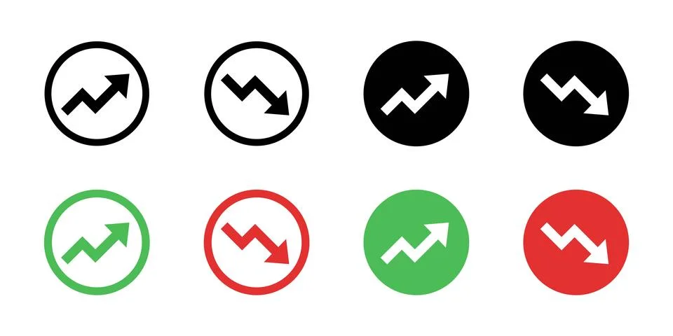 Trend icon. Zigzag arrow in circle vector illustration. Market chart symbol.. Stock Illustration