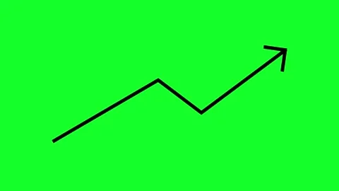 Trend line animated drawing upward zig zag arrow showing profit growth on 4.. Stock Footage 343595664