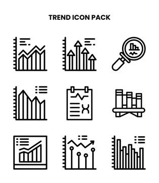 Trend Line Design Icons Pack Stock Illustration