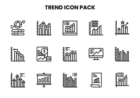 Trend Line Graphics Icons Pack 库存插图