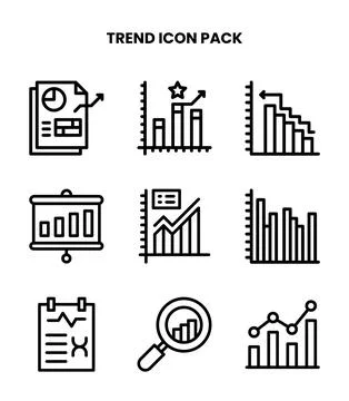 Trend Line Icons Pack Stock Illustration