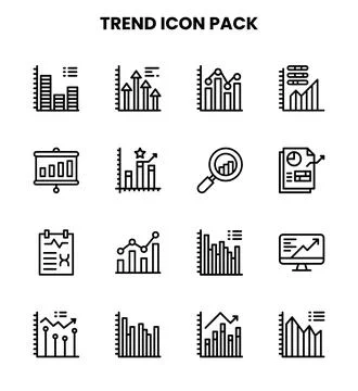Trend Line Set Icons Pack Stock Illustration