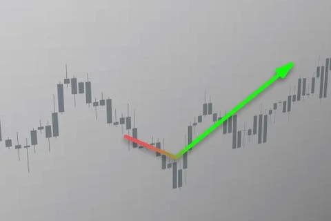 Trend line up on stock chart. 3D illustration Stockillustratie