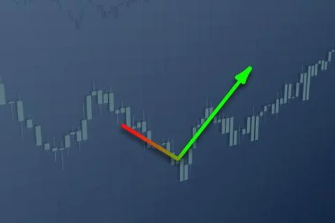 Trend line up on stock chart background. 3D illustration Stockillustratie