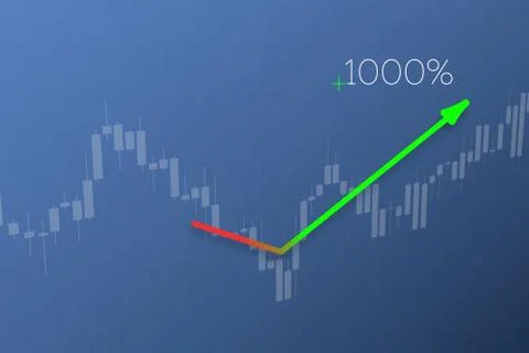 Trend line up on stock chart background. 3D illustration Stock Illustration