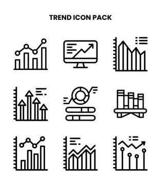 Trend Line Vector Icons Pack Stock Illustration