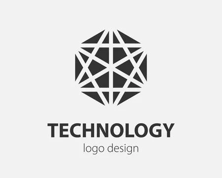 Trend logo vector hexagon tech design. Technology logotype for smart system,  Illustrazione stock
