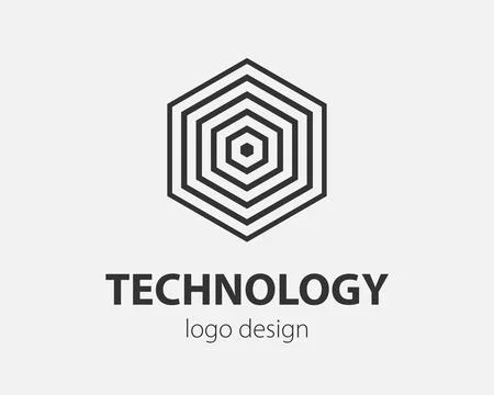 Trend logo vector hexagon tech design. Technology logotype for smart system,  Illustrazione stock