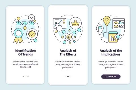 Trend management includes onboarding mobile app screen 스톡 일러스트