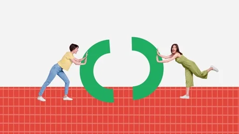 Trend motion collage video of two happy business girls partners connect puzzle Video stock 304500813